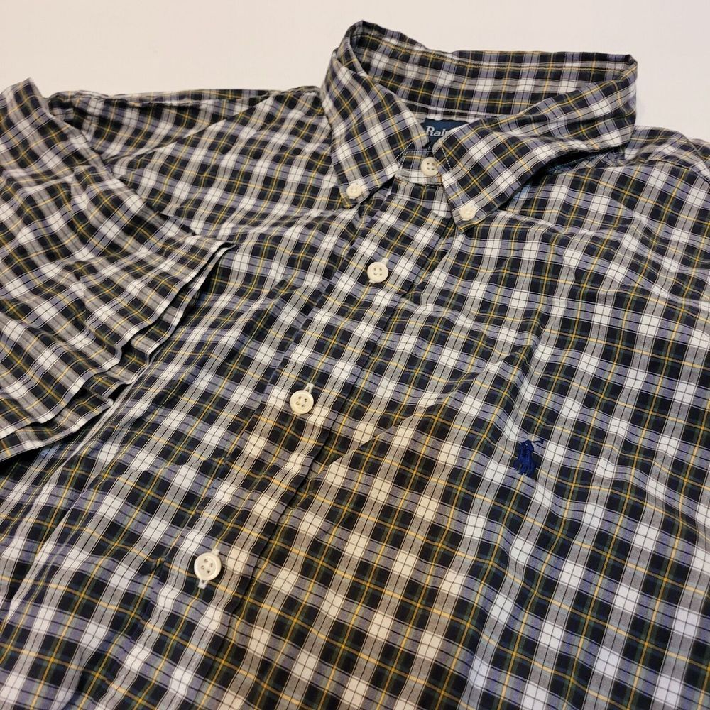 Ralph Lauren Classic Fit Multicolor Plaid Mens Blue Pony Button Up Shirt Size XL